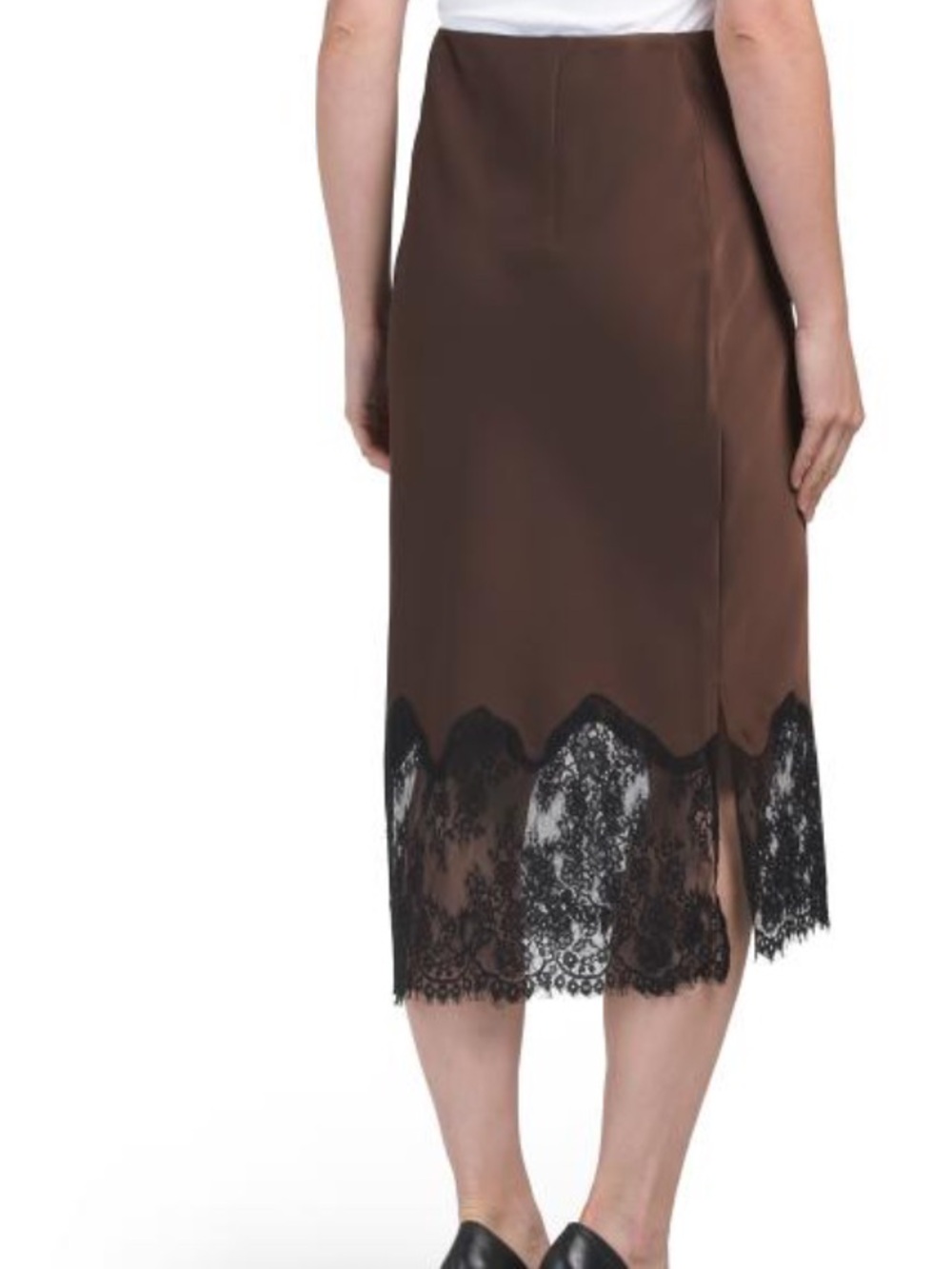 MAISON D'AMELIE satin skirt with bottom lace - Picture 2 of 2
